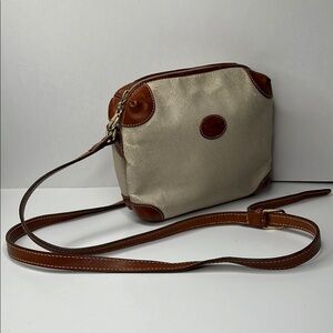 Harrods Vintage Leather Zip Top Crossbody Pillow Bag